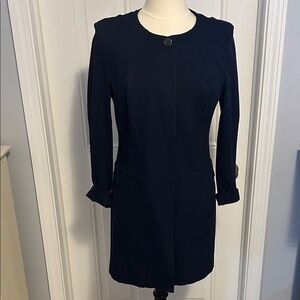 CAbi Classic Navy Long Sleeve jacket style #5093 size medium long unlined slit